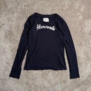 NAVY ABERCROMBIE CLASSIC LOGO LONG SLEEVE